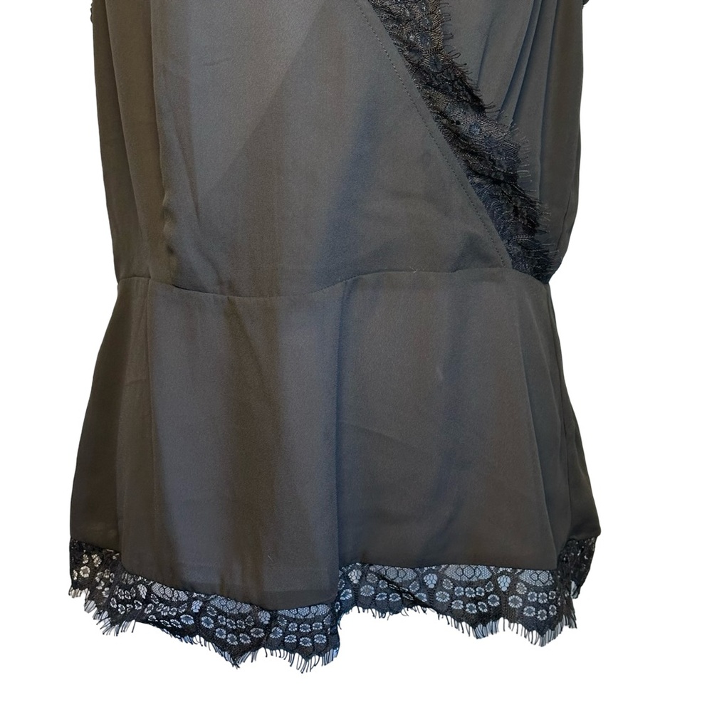 Pleione NWT Black Lace Accent Faux Wrap Sleeveless Cami Tank Top Size Medium - Picture 4 of 13